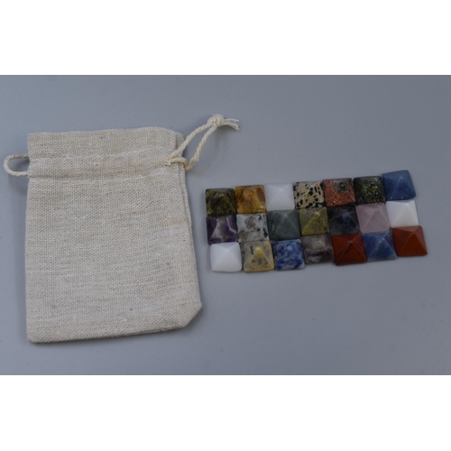 148 - Selection of 20 Pyramid Chakra Stones in Pouch