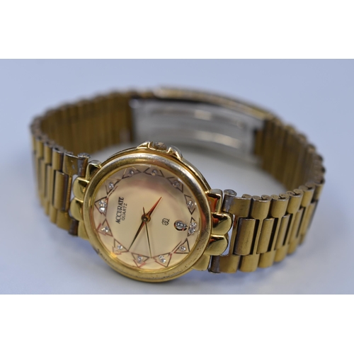 159 - An Accurate Quartz 22ct Gold Plated Watch, Working
