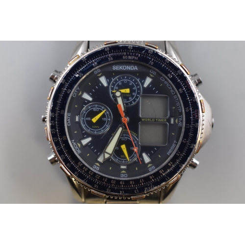 172 - Classic Sekonda 3850 Chrono Waterproof Divers Style Time and date Watch Ticking Away Nicely new digi... 