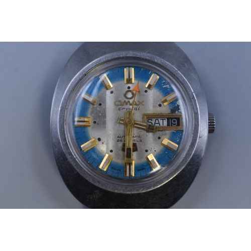 182 - An Omax Crystal 5 Automatic 25 Jewels Watch, Working