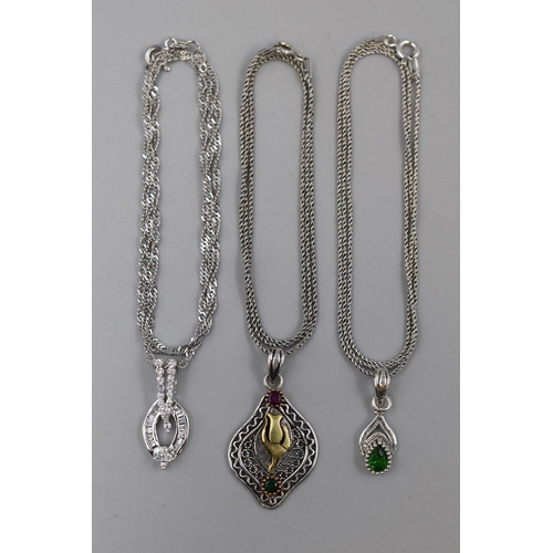 5 - Three Silver 925 Pendant Necklaces, in Various Designs