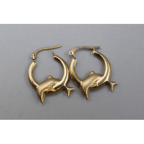 9 - Pair of 9ct (375) Gold Dolphin Earrings Complete with Presentation Box