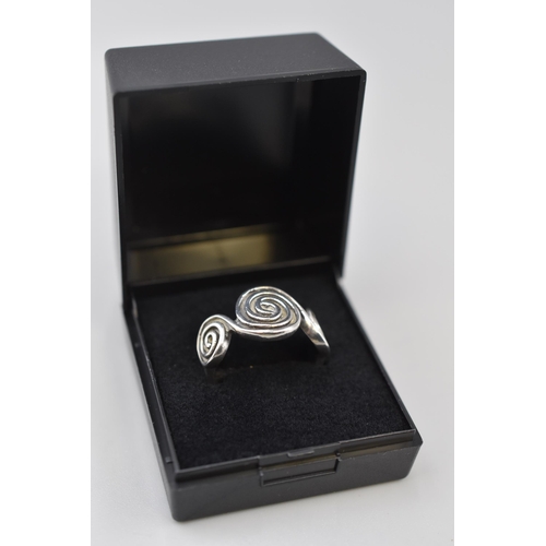 23 - Silver 925 Swirl Ring (Size R). Complete in Presentation Box
