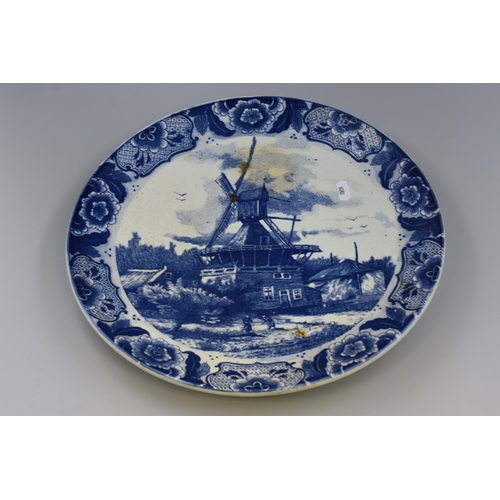 380 - Two Blue and White Ceramic Delft Chargers, Depicts Windmill, and Horse and Carriage. Both Approx 39c... 