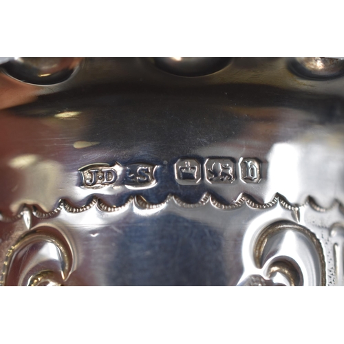 35 - Hallmarked Sheffield Silver Embossed Bowl with Half Fluted Sides, Circa 1894 (43 grams)
