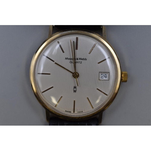 36 - Mappin & Webb Hallmarked Bormingham 375 (9ct) Gold Cased Gents Watch Complete with Box and Paper... 