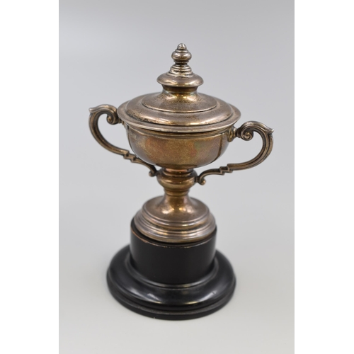 38 - Hallmarked Birmingham Silver Trophy Complete with Plinth (104 grams)