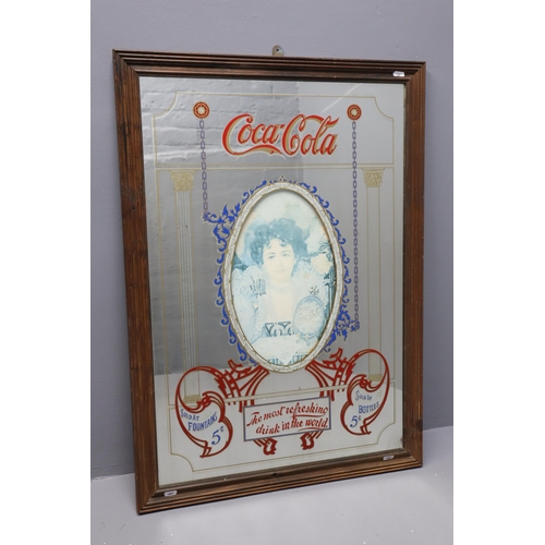 401 - Coca Cola Advertising Mirror in Wooden Frame (35