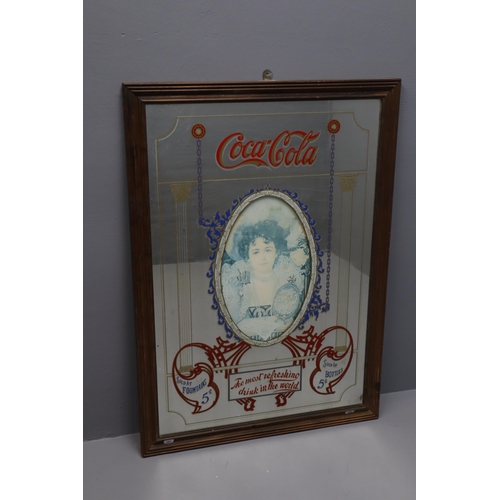 401 - Coca Cola Advertising Mirror in Wooden Frame (35