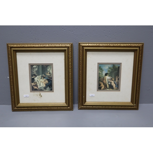 402 - Pair of Framed and Glazed Printed Paintings 'Sculptures' and 'Allegory of Architecture' by Angelica ... 