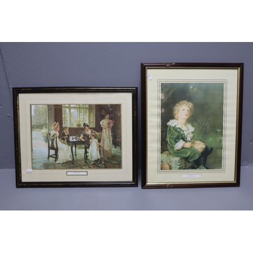 404 - Two Printed Vintage Paintings Including 'Bubbles' By Sir J Everett Millais and 'Time for Roses' By C... 