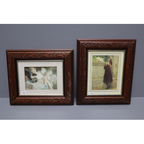 407 - Pair of Printed Framed and Glazed Printed Art 'Playmates' by Emile Munier and 'Old Playfellows' by B... 