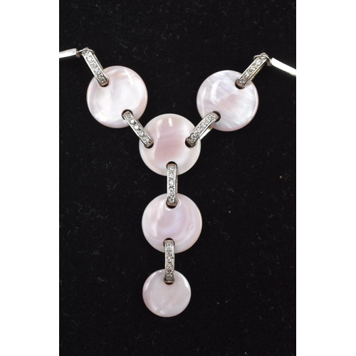 64 - Silver 925 Necklace with Pink Circular Disk Design (marked G&T) in Presentation Box