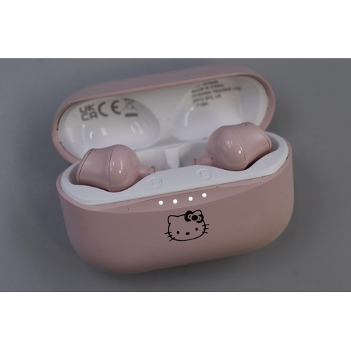 413 - Hello Kitty Bluetooth Wireless Earphones in Box with Lead (Power On)