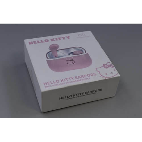 413 - Hello Kitty Bluetooth Wireless Earphones in Box with Lead (Power On)