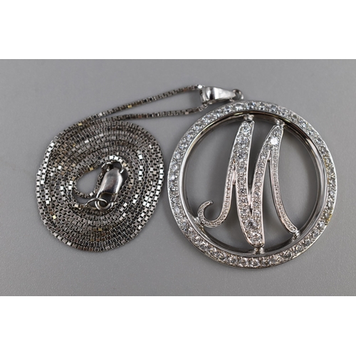 81 - Silver 925 M Pendant Necklace