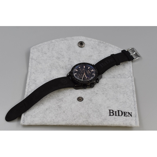 87 - Brand New High End Biden Time and Date Waterproof Divers Style Watch with Storage Pouch Ticking away... 