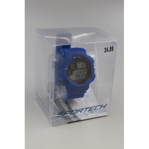 88 - Sportech Digital Chronograph Alarm Watch with Instructions and Case (Working)