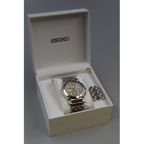 96 - Seiko Quartz 100m Chronograph Gents Watch in Box (Working)