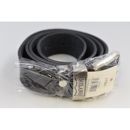 475 - Brand New Boxed 'Milano' Black Leather Belt ( XL )