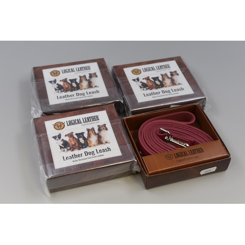 476 - Four New Logical Leather Dog Leashes in Boxes