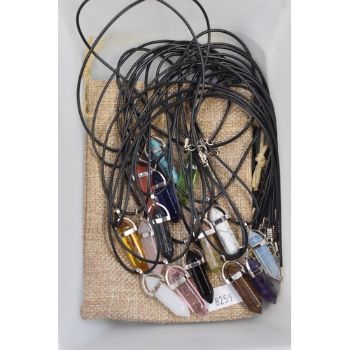 127 - Fifteen New Healing Crystal Pendant Necklaces