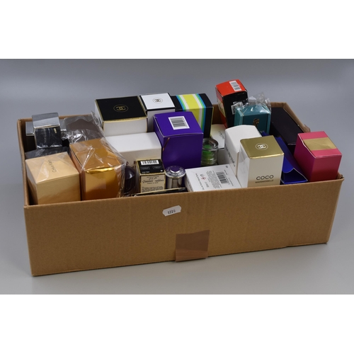 486 - A Large Selection of Boxed and Unboxed empty Perfume Bottles. Includes Ted Baker, Tommy Hilfiger, Ch... 