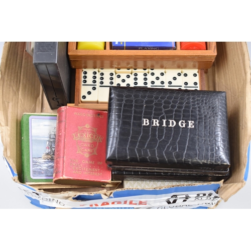 487 - Selection of Vintage Games, includes 17 in 1 Board Game, Bridge Cards, Lexicon Card Game, Dominoes a... 