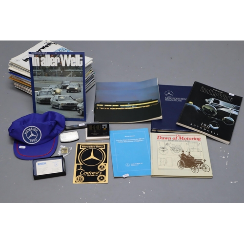 495 - A Selection of Mercedes-Benz Items. Includes A Large Selection of In Aller Welt Magazines, Mercedes ... 