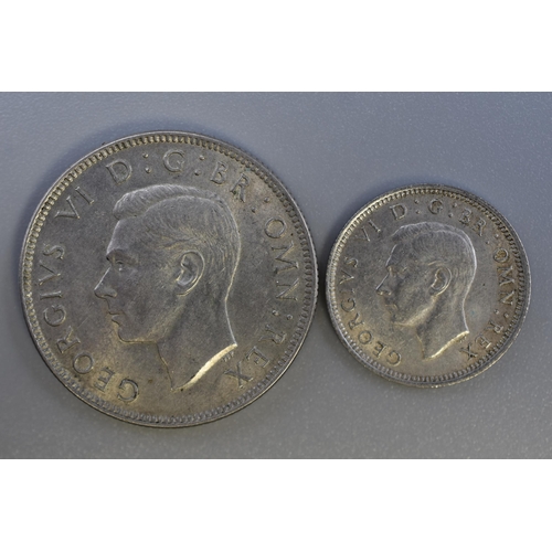 203 - Two UK Silver Coins. 1945 Florin, and 1946 Sixpence