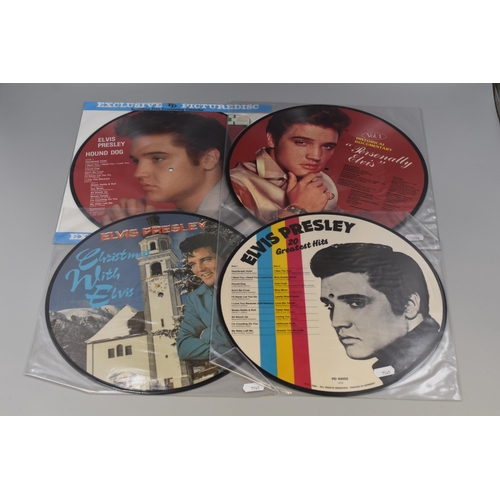 515 - Collection of Four Pre-Owned Limited Edition Elvis Presley Picture Disc LP's to Include, Hound Dog, ... 