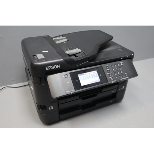 537 - An Epson Workforce WF-7720 A3/A4 Printer, With Ink Cartridges. Powers on When Tested