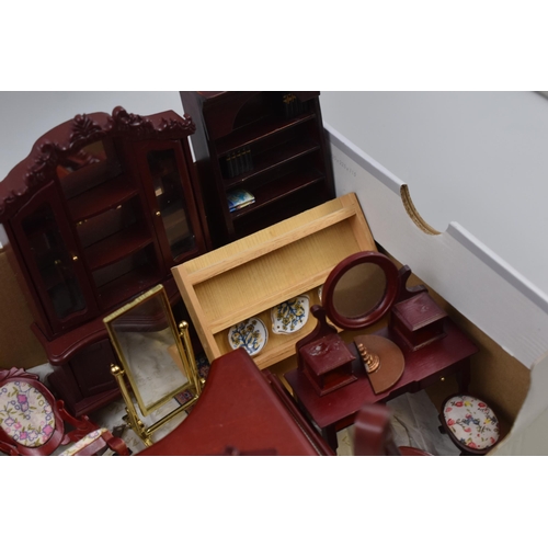 555 - A Selection of Dolls House Living Room Furniture and Others. Includes Fireplaces, Grand Piano, Harp,... 