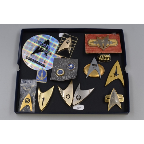 243 - Selection of Metal Star Trek Badges Three With Magnetic Back, Sits Flush, Four Enamel Badges ( One S... 
