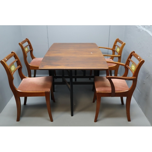 565 - A Mid-Century Dropleaf Dinner table, With a Set of Four Dining Chairs. Table is Approx 32