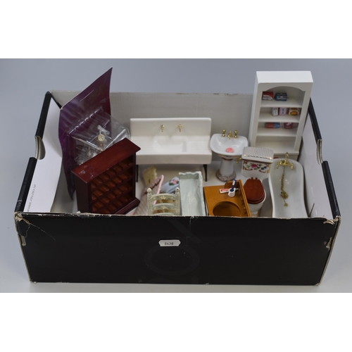 566 - A Selection of Dolls House Furniture and Accessories, Includes Mostly Bathroom Items, But Also Boxed... 