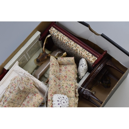 569 - A Selection of Various Dolls House Bedroom and Living Room Furniture and Accessories. Includes Beds,... 