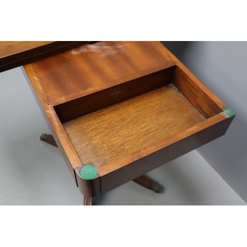 570 - A Folding Wooden Card Table With Baize Top, On Lions Claw Feet. Approx 33