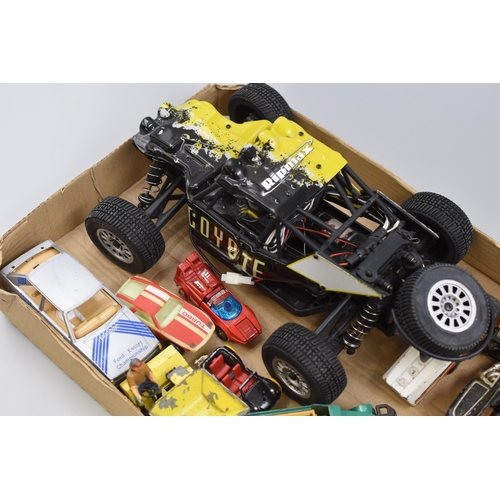 574 - Selection of Cars, includes Ford Escort Scalextric, Coyote Truggy (No Remote), Corgi John Player F1 ... 