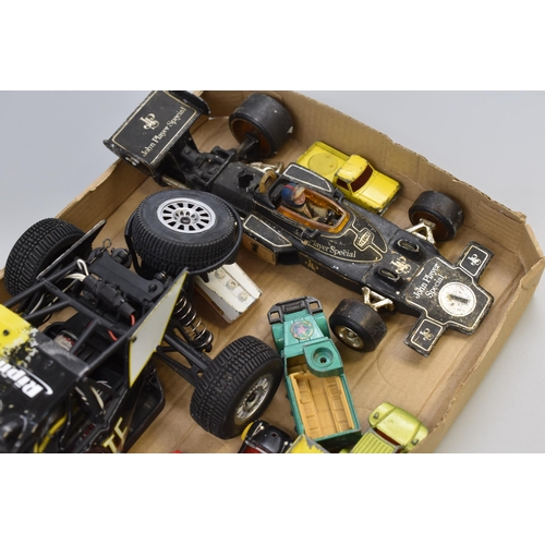 574 - Selection of Cars, includes Ford Escort Scalextric, Coyote Truggy (No Remote), Corgi John Player F1 ... 