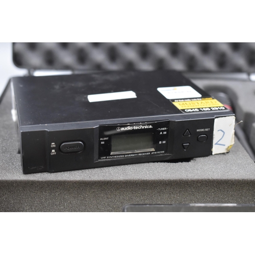 580 - Cased Audio-Technica ATW-R3100B UHF Synthesized Diversity Receiver- Unit Complete with Mic, Power le... 