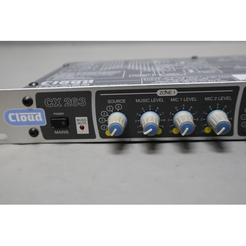 584 - Cloud CX263 3 Zone Mixer Deck Complete with European Power Lead Powers on when tested