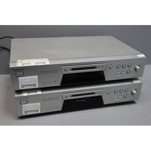 589 - Two Sony Mini Disc Player Atrac/Atrac3 DSP Type-S with inteligent Bit Reallocation Algorythm, Both P... 