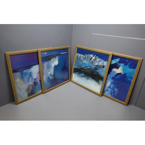 591 - Four Large Framed and Glazed Abstract Art Pictures in the style of Peter Wileman Largest 37