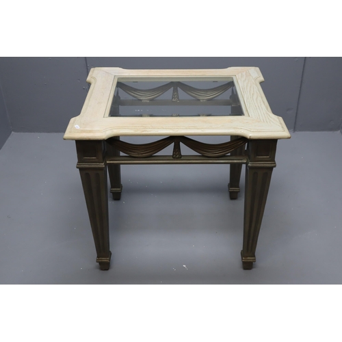 594 - Classical Style Ornate Tapered Legged Table with Bevelled Edged Glass Insert (28