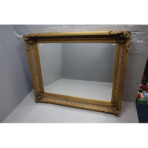 608 - LARGE Vintage Ornate Gilt Framed Beveled Edge Mirror a Real Statement Showpiece approx 58