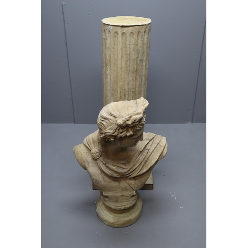 609 - LARGE Decorative Stone Effect Resin Apollo Bust on on Matching Column 75