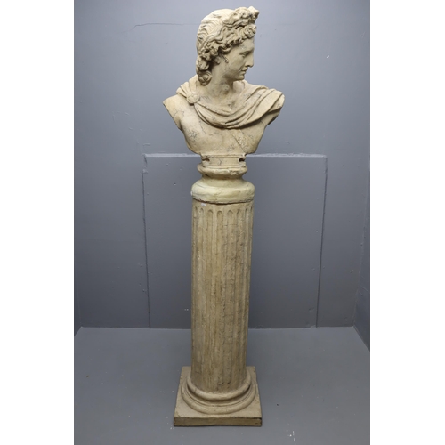 609 - LARGE Decorative Stone Effect Resin Apollo Bust on on Matching Column 75