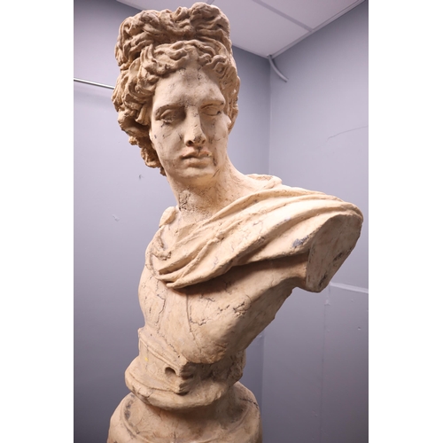 610 - LARGE Decorative Stone Effect Resin Apollo Bust on on Matching Column 75