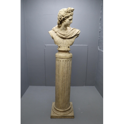 610 - LARGE Decorative Stone Effect Resin Apollo Bust on on Matching Column 75